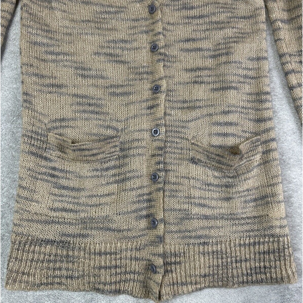 Free People Beach Small Brown Gray Sweater Mohair Blend Knit Button Cardigan - Picture 3 of 9
